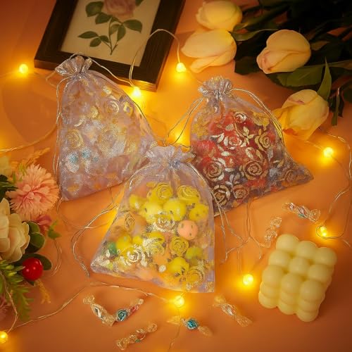Image of XCLUSY 20PCS (10X14CM)(4x6 inchINCH) Potli Bags for Gifting - Multipurpose Wedding Return Gift Bags | Party Favour, Birthday, Anniversary, Festive Packing Pouches | Organza, Cloth, Brocade, Fancy Luxury Goodie Bags (PURPLE PRINTED, 1 Count(Pack of 20))