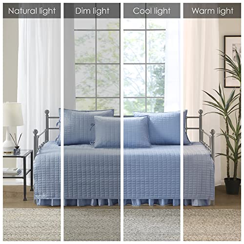 Image of Comfort Spaces Daybed Cover- Luxe Double Sided -Quilting, All Season Cozy Bedding with Bedskirt, Matching Shams, 75'x39' Blue 5 Piece