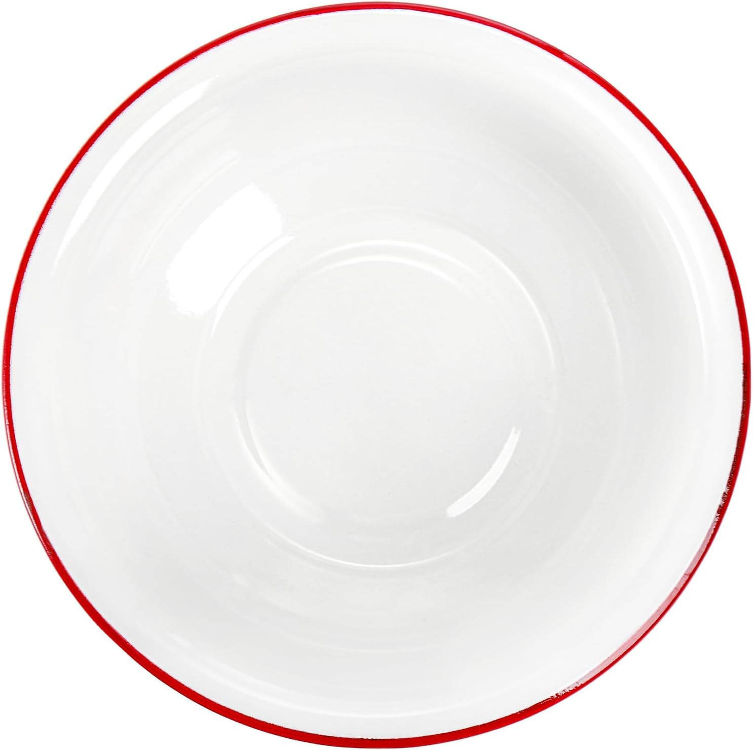 Elsjoy 3-pak emaliowanych misek 20 cm, duża emaliowana miska do mieszania, szeroka emaliowana miska do sałatki z czerwoną krawędzią, białe naczynia emaliowane do zupy, owoców, makaronu, 3 szt