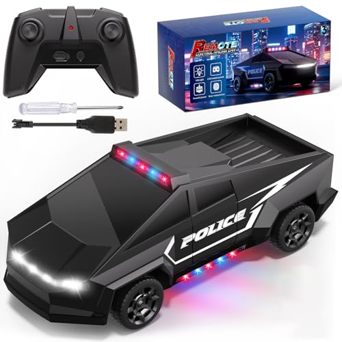RC Police Car for Kids Ages 4-8, 1:22 Boys Remote Control Truck with Lights