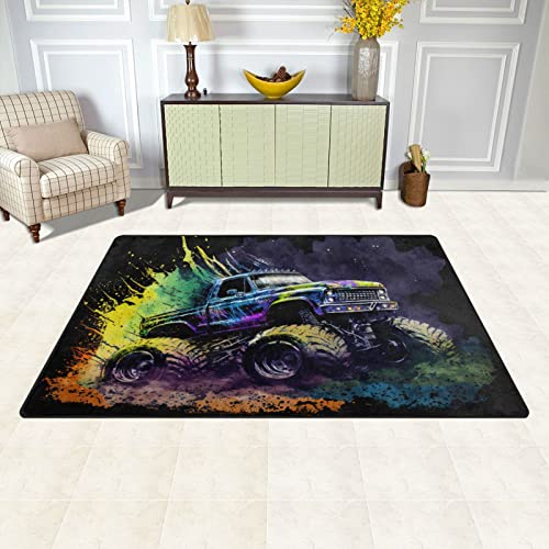 Tapete Vnurnrn Monster Truck 60x39 pulgadas antideslizante miniatura 3