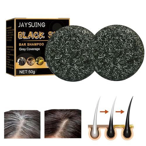 FENGCHUANG 2 Pieza Shampoo Solido, Champu Natural, Champu para Canas, Champú para Oscurecer el Cabello, Jabón Canas, Promueve el Crecimiento del Cabello y Previene la Caída del Cabello