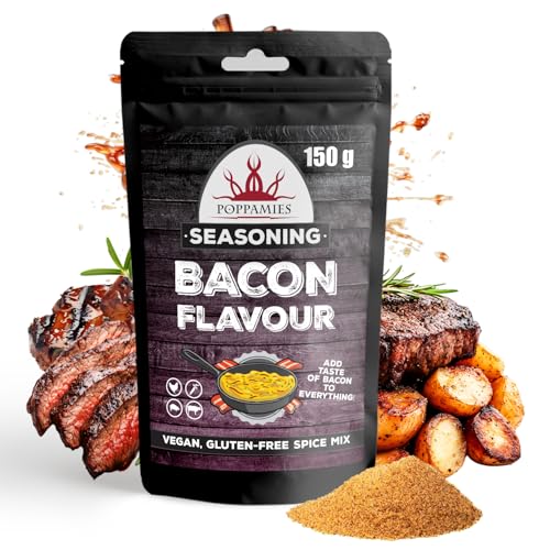 Poppamies Mezcla de Especias Veganas Sabor a Tocino - Condimento BBQ 100% Natural para Carne, Patatas, Verduras o Palomitas - 150g