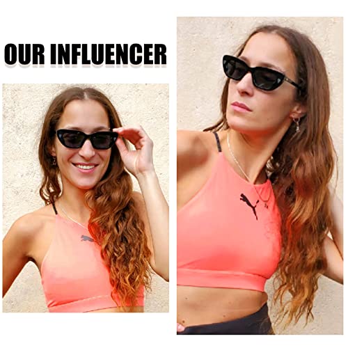 DUCO Small Cat Eye Sunglasses for Women Retro Narrow Polarized Sun Glasses Mylove Designer Rectangle Frame UV400 Lens DC11042