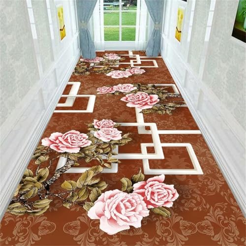 Tapis d'éveil bébé fille 200x300 anti-chute motif floral rouge style carreau ciment - 2