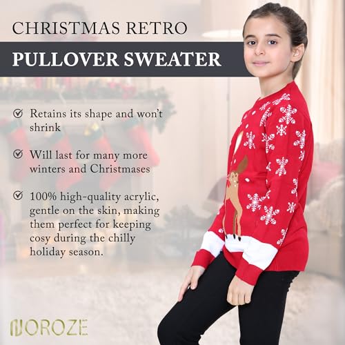Pull de Noël enfants NOROZE fille pullover rétro oiseau 3D - 5