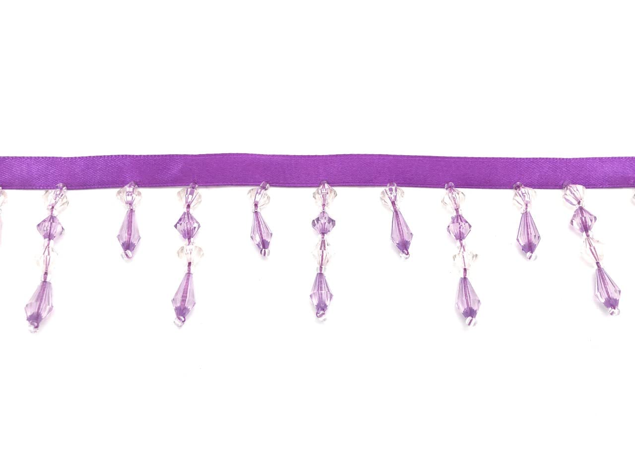 3metres Acrylic Beaded Fringe, Edge Tassel Trim 6cm Wide by Mnj Trimmings (Purple)