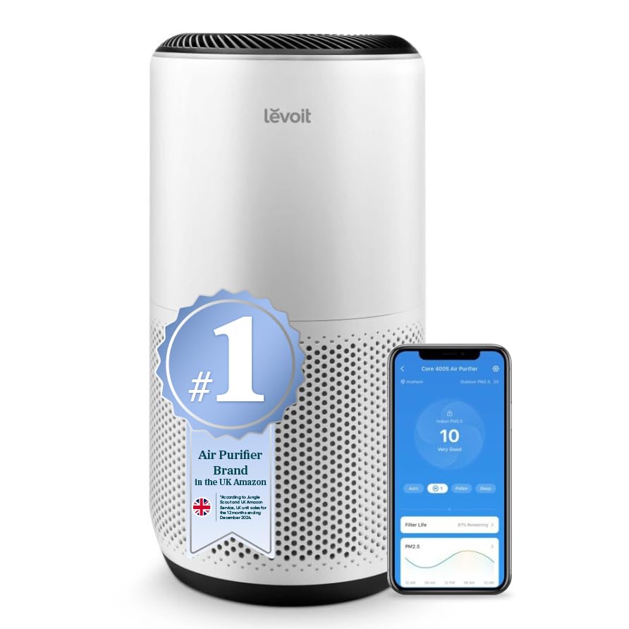 LEVOIT Smart HEPA Air Purifiers for Large Home Bedroom 166m², CADR 400m³/h, Alexa & APP, Air Quality Sensor with Auto Mode, Removes 99.97% Pollen Allergy Dust Smoke Pet, Core 400S