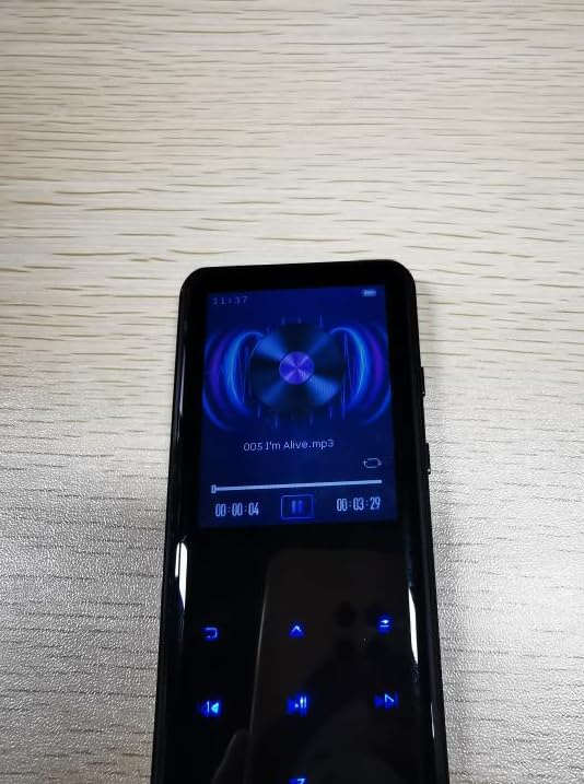 AGPTEK Altavoz MP3 de 64 GB Bluetooth 5.3 2.4 pulgadas pantalla grande reproductor de música deportes HiFi Audio Metal con botón táctil volumen, podómetro, radio FM, tarjeta TF hasta