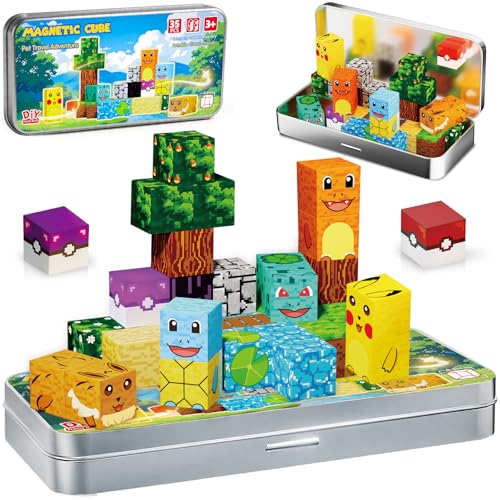 Image of Pocket Cubes Magnetic Blocks & Magnetic Tiles, 35 PCS Voxel Animal Magnetic Building Cubes Set, STEM Construction Toys for Kids Ages 4-8, Mini Travel Toys for Toddlers 3-5, Montessori Sensory Gifts