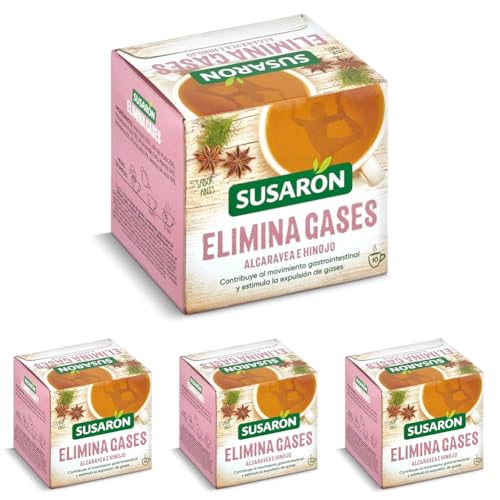 Susarón | Infusión Elimina Gases | Alcaravea e Hinojo | Caja 10 bolsitas (Paquete de 4)