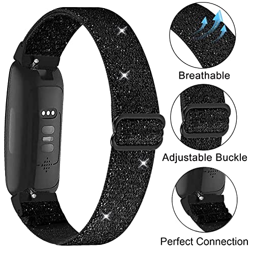 5-Pack Elastic Nylon Bands Compatible with Fitbit Inspire 3/Inspire 2/Inspire HR/Inspire/Ace 3/Ace 2, Breathable Adjustable Replacement Stretchy Nylon Loop Wristband Sport Strap for Women Men, 501