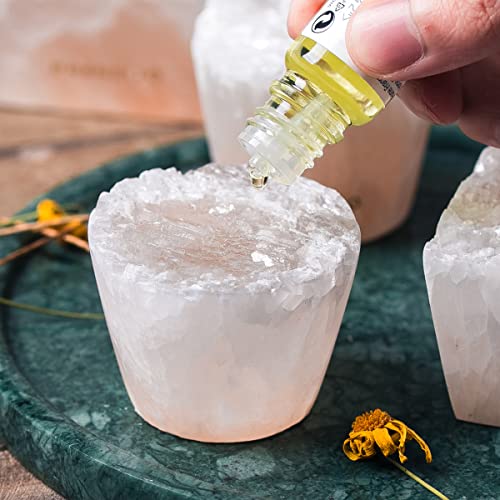 Image of MIYA LIFE Nature Crystal Passive Diffuser Stone Essential Oil Diffuser Hand Carved Selenite Stone Diffuser - Perfect for Meditation Reflection Bedroom Decoration (1 Piece, Cylinder Diffuser)
