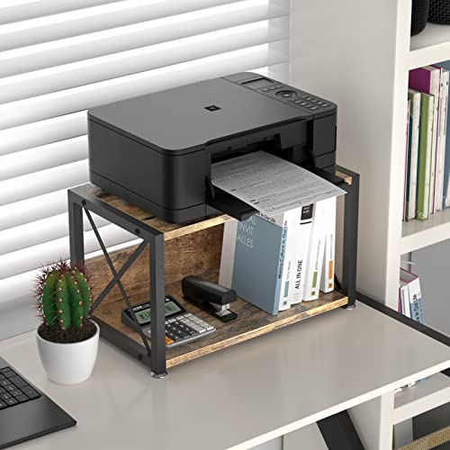 Lasieyo Printer Stand, 2-Tier Wood Pinter Table For Office And Home, Printer Cart For Storing Heavy Duty Scanner, Home Printer Stand With 4 Wheels & Anti-Skid Feet - (Dark Brown) #TOP1