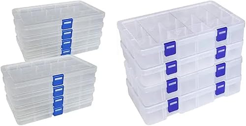 DUOFIRE Organizador de plástico Contenedor 15 rejillas y caja de almacenamiento 18 rejillas