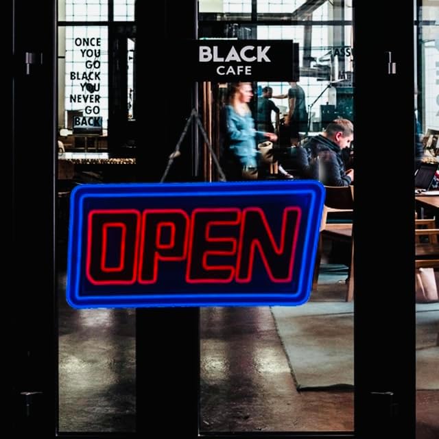 Miniatura 2 de TZEXTZE Letrero abierto de neón RGB  Letrero abierto LED de gran tamaño para negocios de 22.4 x 12 pulgadas con control remoto y modo intermitente,