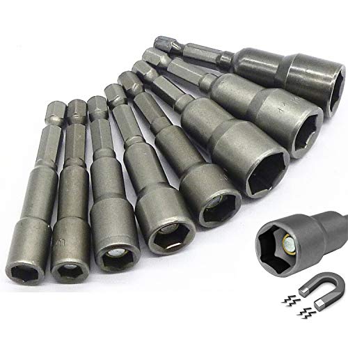 Lehom 8PCS Power Magnetic Screwdriver Nut Driver Set Impact 1/4