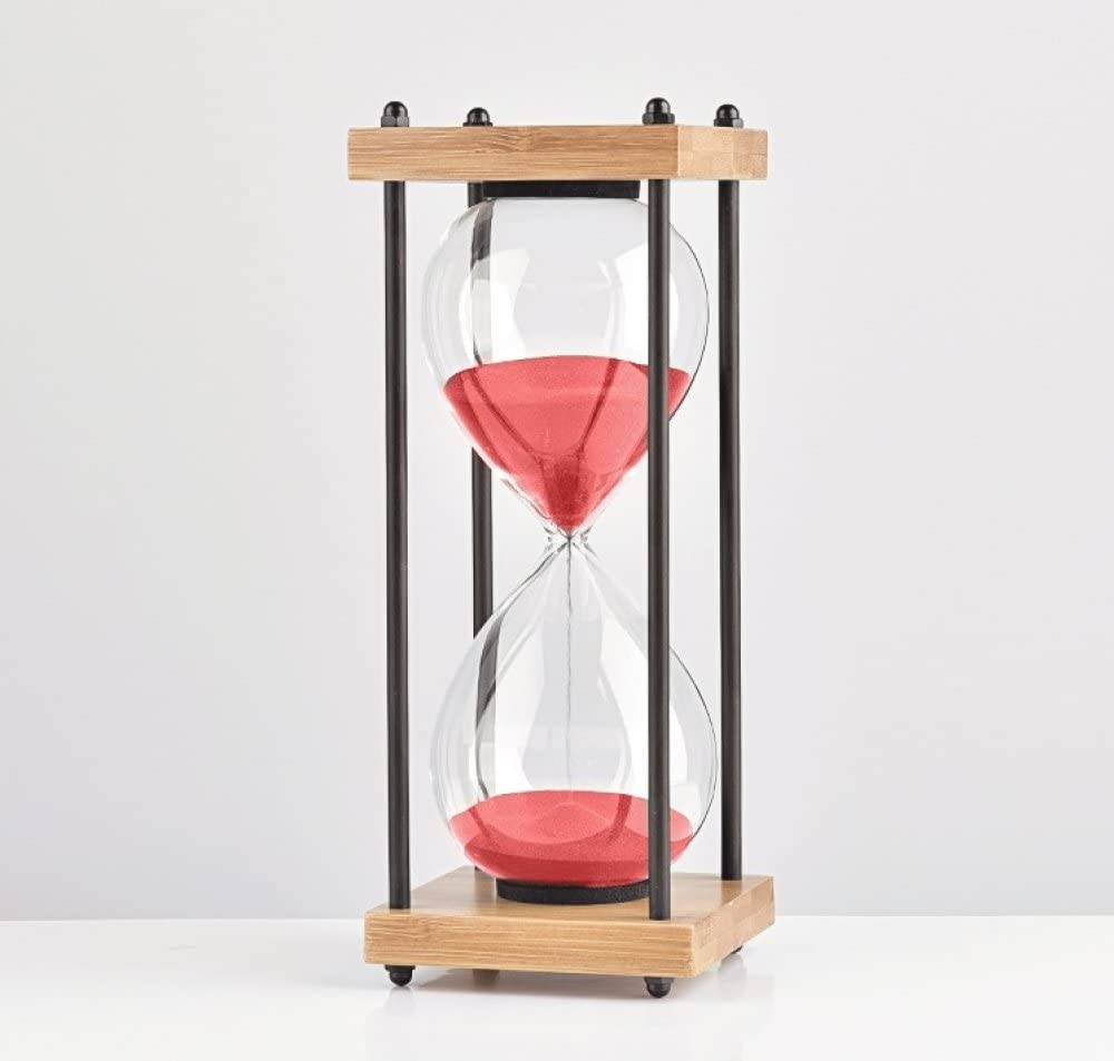 Klepsydra, metalowa kolumna klepsydry zegar na 30 minut-klasyczny szklany zegar z klepsydrą, kreatywny drewniany/bambusowy zegar z klepsydrą(Redbamboo)