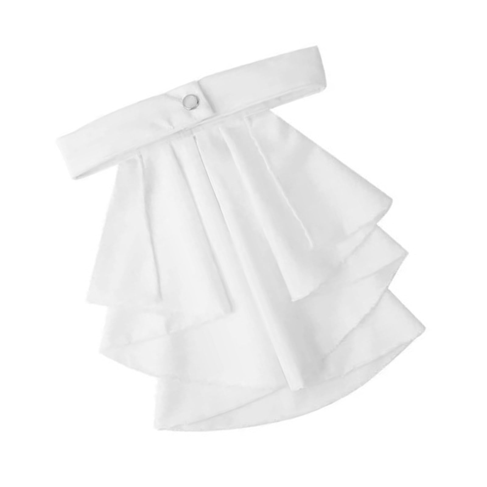 Peilinze Women's White Elegant Ruffle Jabot Necktie Victorian Medieval Vintage Detachable Faux Collar For Renaissances Costume Parties