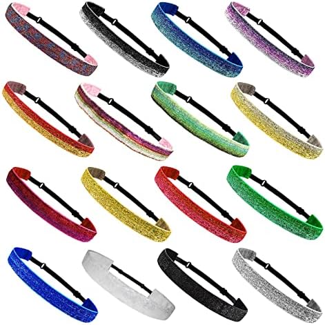 QRZMEDU Sparkly Glitter Headbands Sports, Elastic Softball Glitter Sports Stretchy Headband, Softball Headbands — view 5