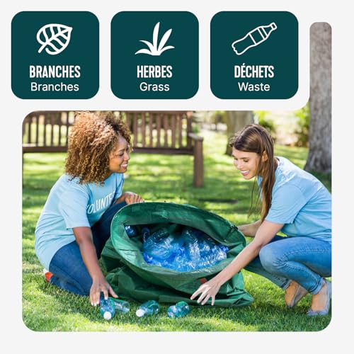 Sacos basura 500L VOUNOT reutilizables y plegables con asas para jardín 6