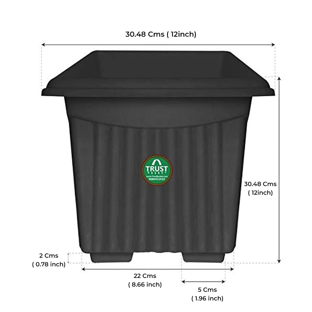 TrustBasket Black Planters - Set of 3 -2 TrustBasket Black Planters - Set of 3 -2