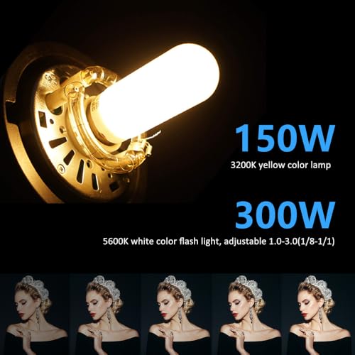Godox Studio Flash Kit for Photography, 600W Studio Strobe Light Set with Bowens Mount, 2.4G X System MS300 Monolights, Flash Trigger, Softbox, Tripod Stands, Reflector Storage Bag, Umbrella