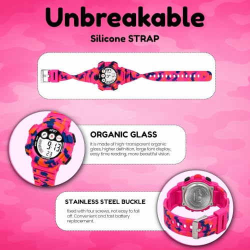 Image of SPIKY Round Digital Sports Watch for Kids | Military, Camouflage Design | Multifunctional & Luminous Display | 30M Water Resistant | Best Birthday Gift Wrist Watches for Boys & Girls | Age 2-12 Years