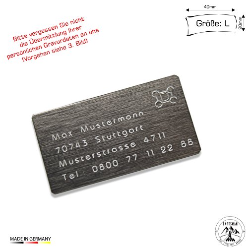 Preisvergleich Produktbild Raftsman Drohnenkennzeichen / Drohnen Kennzeichnung / Kennzeichen / Fluggerätekennzeichnung / Quadrocopterkennzeichnung inkl. individueller CNC Gravur und doppelseitigem Klebeband (Aluminium Edel Look)