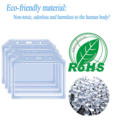 Teskyer 2 Pack Heavy Duty Retractable Badge Holders With Carabiner Reel Clip And Extra Thick Clear Name Tag Id Card Holders, Horizontal #TOP3