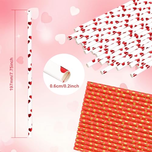 200 pitillos de papel con corazones rojo, plata y oro miniatura 3