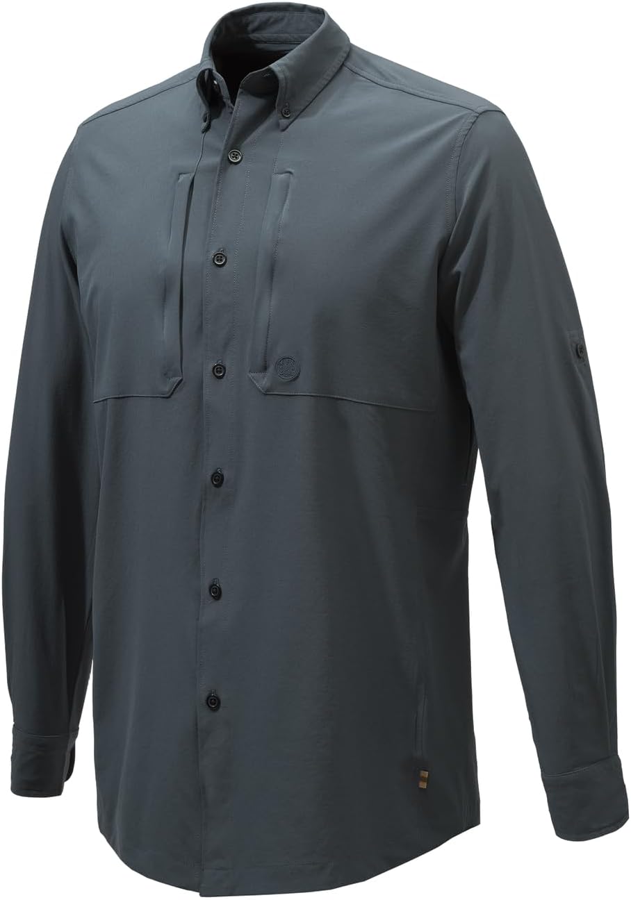 Beretta Plain Lightweight Shirt | Breathable Long Sleeve Shirt for Men | Button Down Shirt for Hunting | Ebony, XXL