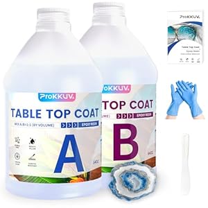 Table Top Epoxy Resin, Crystal Clear Resin Epoxy Kit 1 Gallon Kit with UV Resistant, High Gloss, Food Safe, Easy 1:1 Ratio for Table Tops, Woodworking, Bar and Surface Coating