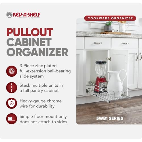 Image of Rev-A-Shelf Pullout Organizer for Cabinets, Min Opening Width of 11.5 inch