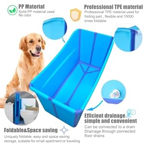 48.4Gal/220L Collapsible Pet Bathtub with Water Drain Plug Multi-Functional Collapsible Dog Bathtub for Bathing/Shower, Portable Laundry Basket-Foldable Bathing Tub-Storage Organizer(Blue) 484Gal220L Collapsible Pet Bathtub with Water Drain Plug Multi Functional Collapsible Dog Bathtub for BathingShower Portable Laundry Basket Foldable Bathing Tub Storage OrganizerBlue