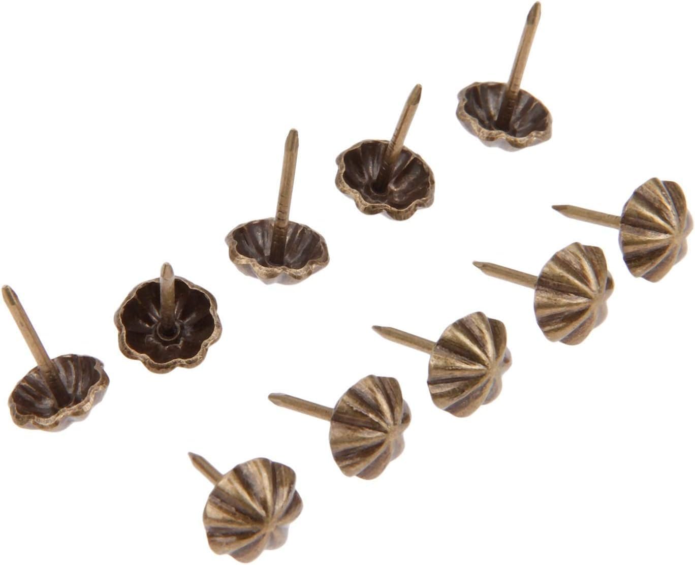 Gwoździe tapicerskie, 100 sztuk 11 * 17mm antyczny brąz gwoździe tapicerskie żelazne metalowe pudełko z biżuterią dekoracyjne pinezki tapicerskie Stud do mebli