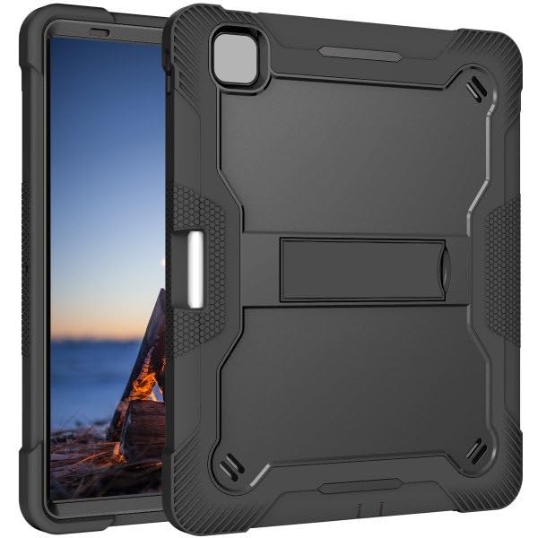 Image of WHITBULL Dual Layer Heavy Duty Shockproof Cases Covers with Stand Compatible for iPad Air 11 inch M3 /M2 2025 /2024, iPad Air 4th /5th /6th /7th Gen 2022 /2020 10.9 Inch with S Pen Holder, Black