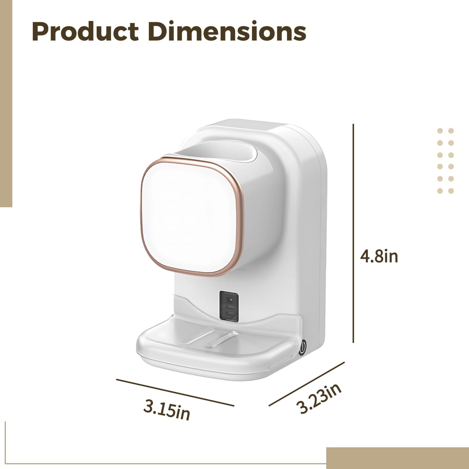 Automatyczny dozownik pasty do zębów bez użycia rąk, biały, zawiera kabel USB, 4,8 cala x 3,1 cala x 3,2 cala / 12,2 x 8 x 8,2 cm, kleje