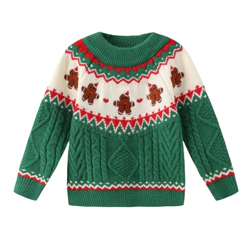 Girls Christmas Sweater Pullover Xmas Gingerbread Fair Isle Warm Winter Knit Top