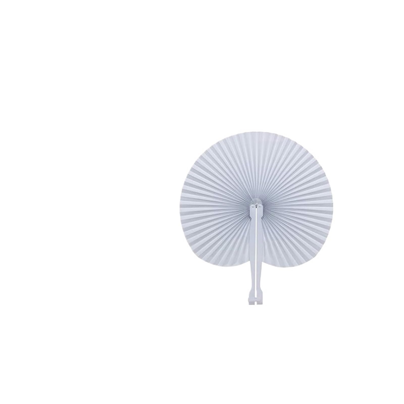Papier FaltfäCher 15/30/50cs Herzform Runder Faltfächer Blanko Papier Handfächer mit Kunststoffgriffen DIY Malerei Geburtstag Hochzeit Party Dekor(Circular,50Pcs)