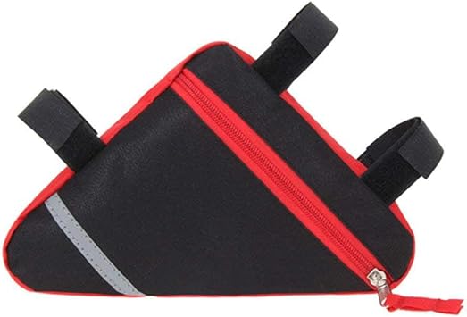 Maivingthuit Bike Triangle Bag, Waterproof Bicycle Front Tube Frame Bag, Double-Sided Reflective Decoration Makes Night Riding Safer Red