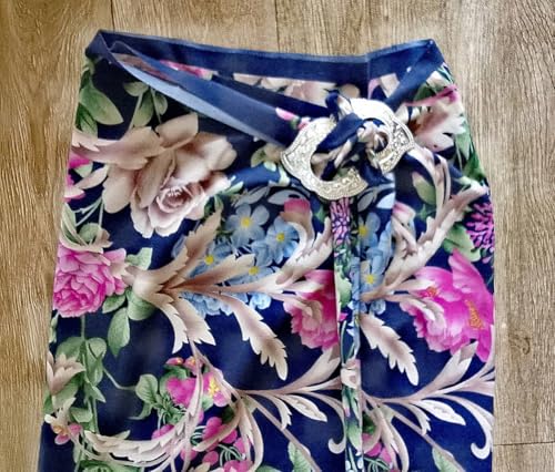 Sarong Buckle Engraved Clip Belt for Skirt Scarf Ties Style Thai Vintage Women Dress Accessory Silver Plate Oval 1 Piece, Medium2