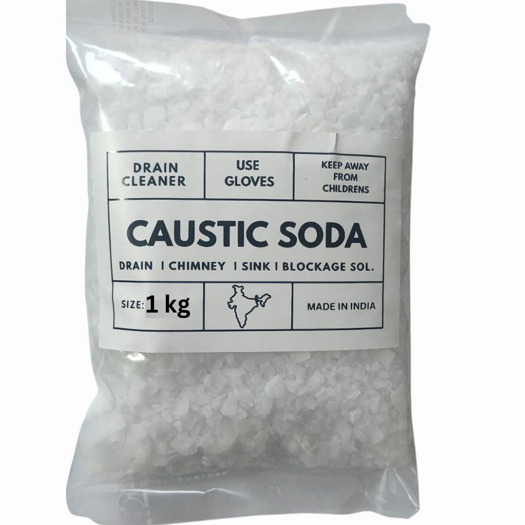 Caustic Soda Flakes for Effective Drain & chimney Cleaner | Clear Powder Drain Clogged Sinks and Pipes | Multipurpose Cleaning - 1000gms