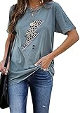 INFITTY Womens Vintage Graphic Tees Distressed Funny Printed T Shirts Round Neck Leopard Print Tops...