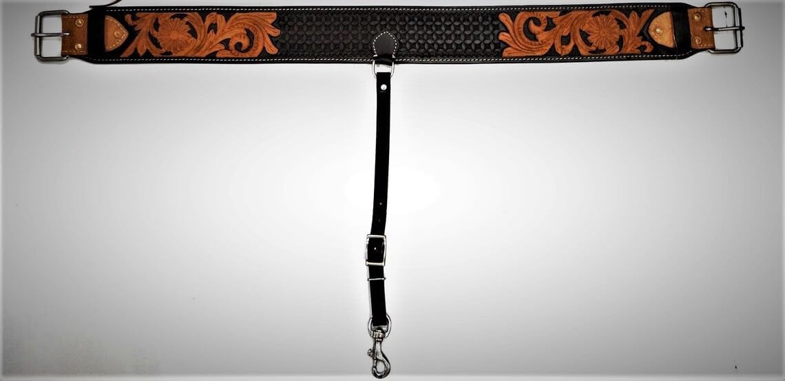 HUMAYL Saddlery Rear Girth Back Cinch Strap Western Horse Saddle Bucking Strap Flank Cinch Smooth Leather Size Length: 40 Buckle to Buckle & Width: 2.75 with 2 Buckles, GIRTH21