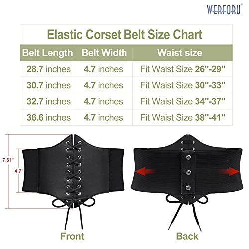 WERFORU 2 Pack Women Corset Elastic Belt Wide Vintage Lace-up Tied Costume Waspie Waist Belt Halloween4