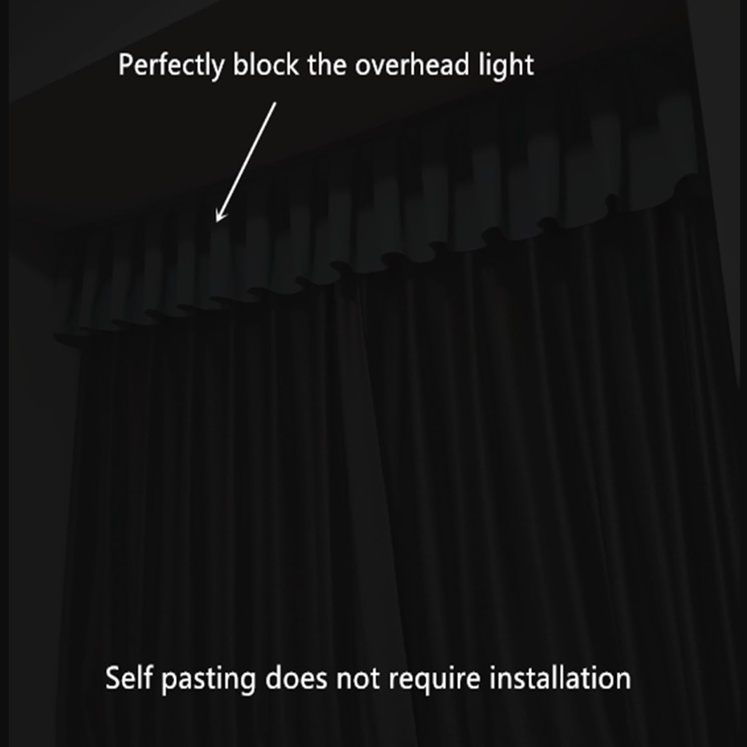 Selbstklebender Vorhangkopf, verdunkelnde Fenstervolants, einfarbig, Querbehang, einfache Installation, lichtblockierende Kopfleiste, Erkerfenster, Schlafzimmer, Wohnzimmer, Heimdekoration