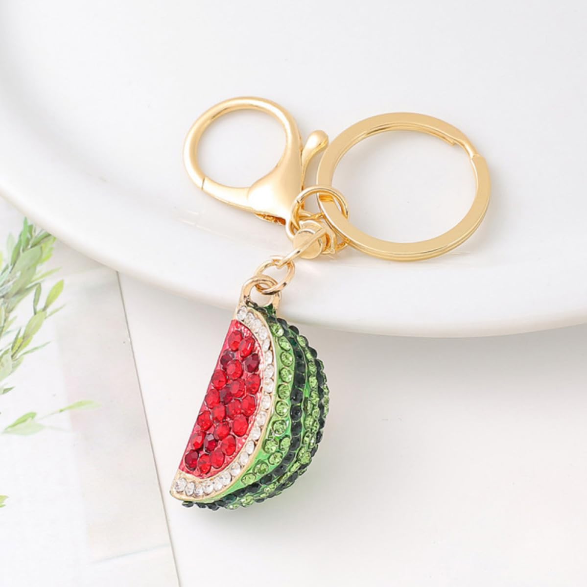 HEMOTON Glänzender Wassermelonen Schlüsselanhänger aus Zinklegierung mit vielseitigem Design, niedlicher Autoschlüssel Taschenanhänger für Geldbeutel und Rucksack