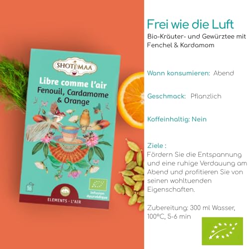 Bio-Kräutertee ohne Koffein – Wohlfühl-Infusion Frei wie die Luft zur Entspannung – Ideal am Abend – Natürliche hochwertige Zutaten