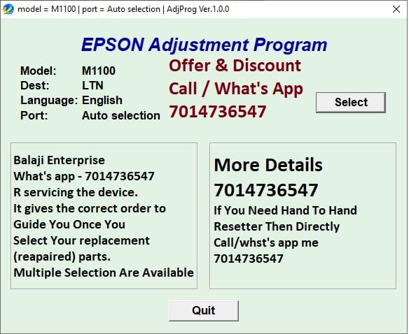 Adjustment Program Resetter Single Pc m1100 m1120 (Email Delivery - No CD) (B0D5CNDQNY) Amazon Price History, Amazon Price Tracker